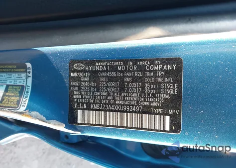 2019 Hyundai Tucson Se from USA, damaged, VIN KM8J23A4XKU993497